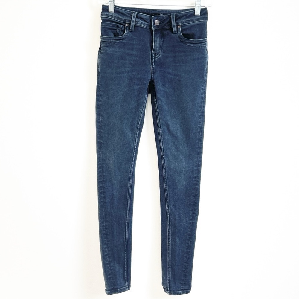 Prana Low Rise Skinny Jeans Medium Wash Stretchy Women’s Size 2 Solid Blue